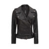 Arkansas Womens Asymmetrical Leather Black Biker Jacket