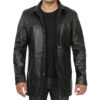 Bristol Mens Black Leather Car Coat - 3/4 Length Coat