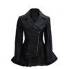 Clarissa Womens Black Peplum Leather Jacket