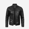 Austin Mens Black Cafe Racer Leather Jacket