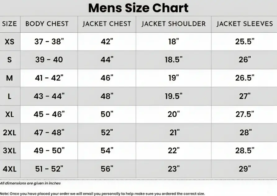 Male Size Guide