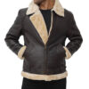 Men’s Brown Shearling Leather Bomber Jacket