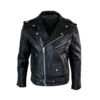 Mens Cow Hide Original Cross Zip Brando Biker oMtorcycle Real Leather Jacket