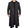 Mens Premium Double Breasted Grey Wool Coat