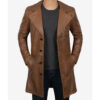 Mens Real Lambskin Leather 3/4 Length Brown Coat Few