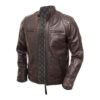 Abbraci Shazmeen Mens Genuine Leather Biker Jacket Vintage Cafe Racer Motorcycle Jacket Men Real Lambskin Leather Jacket Mens