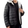 Wilfred Men's Black Sherpa Lined Puffer Jacket With Hood - Winter Jacket