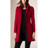 Women's Single Breasted Red Wool Coat