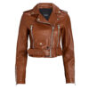 The Mya Cognac Lambskin Biker Jacket