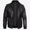 Tyler Mens Black Bomber Leather Jacket