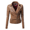 Women's Quilted Sleeve Classic Rider Style Lambskin Leather Jackets