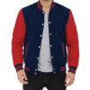 Men's Red and Navy Blue Baseball-Style Varsity Jacket (Few Left)