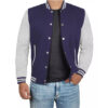 Navy Blue Varsity Jacket with Grey Sleeves - Baseball Style Jacket *Limited Stock*