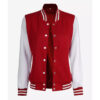 Women's Red Letterman Jacket with White Sleeves - College Varsity Jacket *Ends Soon*