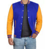 Mens Royal Blue Baseball Jacket with Yellow Sleeves (Almost Gone)