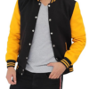 Mens Black and Yellow Letterman Jacket - Classic Varsity Style