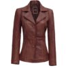 Bitonto Womens Cognac Brown Leather Blazer