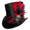 Tall Top Hat Black Red Velvet Silver Skull Feathered Gothic Vampire Steampunk Horror Wedding