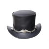 Handmade Top Hat Steampunk Leather Top Hat With Eagle Band Dickens Hat Biker Rider Gothic Style Top Hat Halloween Memorial Accessories