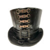 Steampunk / gothic black top hat 61 cm with rustic buckle detail