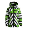 Women's Puffer Light-weight Jacket Black White and Green Pattern Casual Wear Jacket