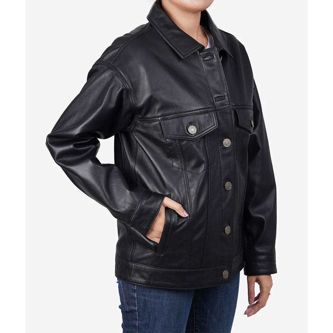 over size lambskin Jacket