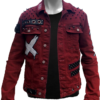 Men’s Scarlet Red Punk Rock Studded Battle Jacket