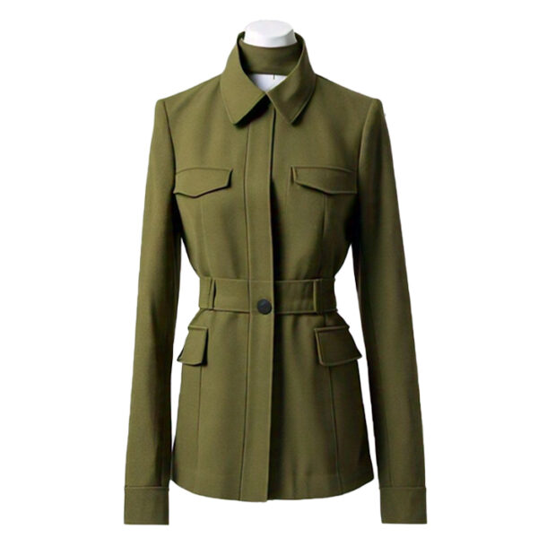 Women's Tailored Olive Green Suede Utility Jacket