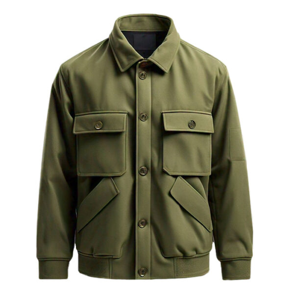 Men's Classic Olive Green Utility Suede Jacket