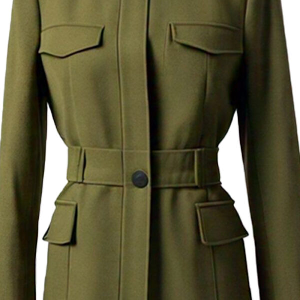 Women's Tailored Olive Green Suede Utility Jacket - Image 2