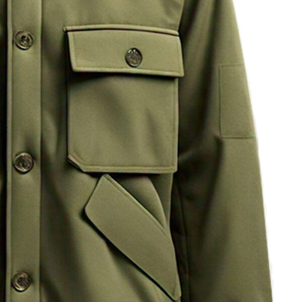 Men's Classic Olive Green Utility Suede Jacket - Image 2