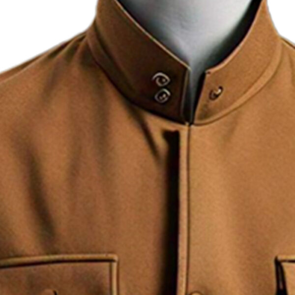 Men's Classic Tan Military-Style Wool Jacket - Image 3