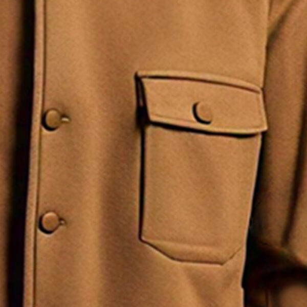 Men's Classic Tan Military-Style Wool Jacket - Image 2