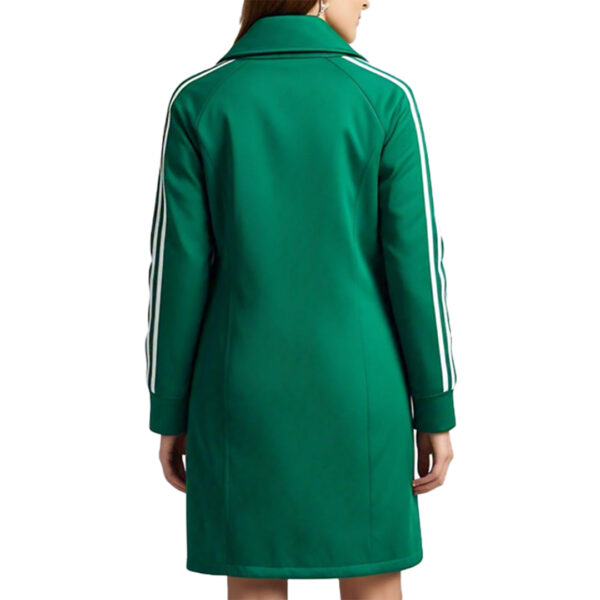 women's Sleek Green Athletic Coat with Striped Accents - Image 2