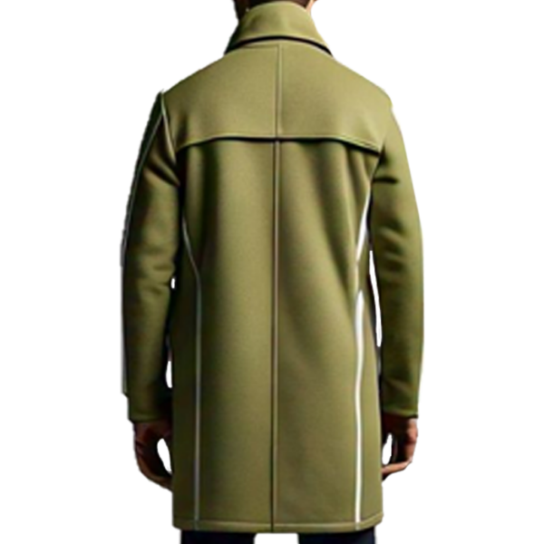 men's Modern Olive Green Wool Coat with Streamlined Design - Image 4