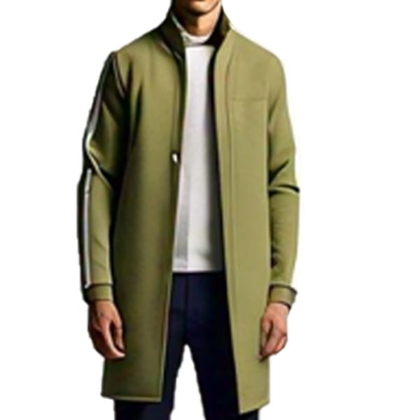 men's Modern Olive Green Wool Coat with Streamlined Design