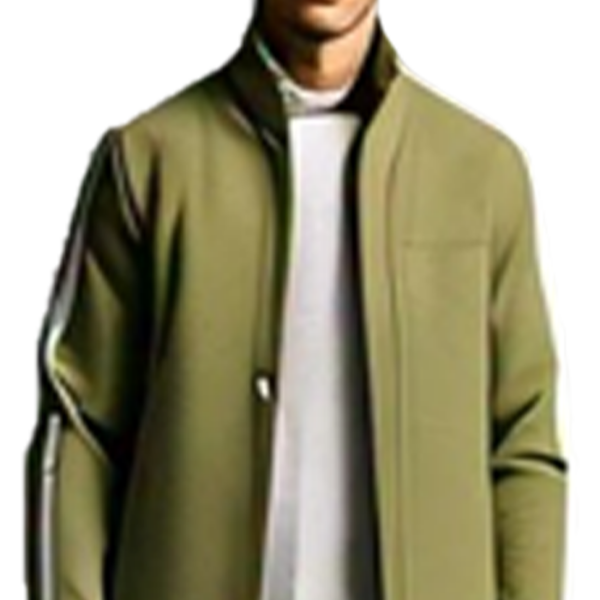 men's Modern Olive Green Wool Coat with Streamlined Design - Image 2