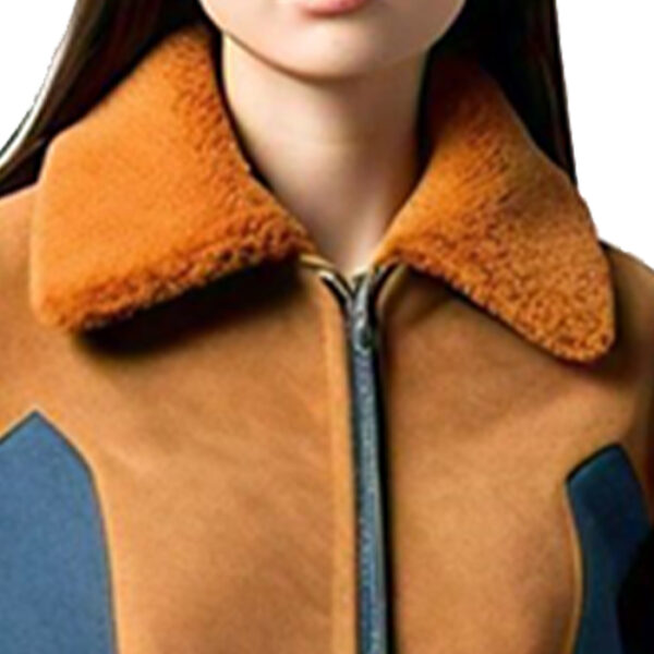 Women's Stylish Two-Tone Shearling Collar Jacket - Image 3