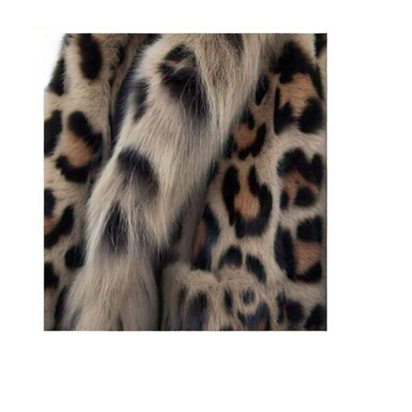 Elegant White Leopard Print Faux Fur Long Coat for Women - Winter Luxury Outerwear - Image 4