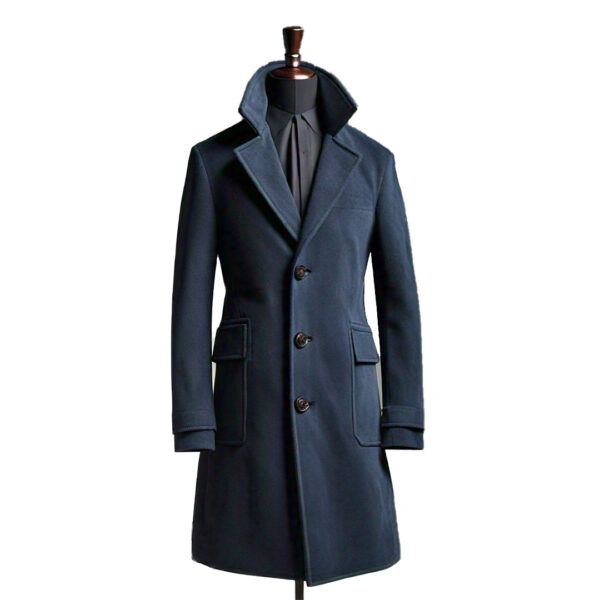 Women's Sophisticated Navy Blue Wool Overcoat