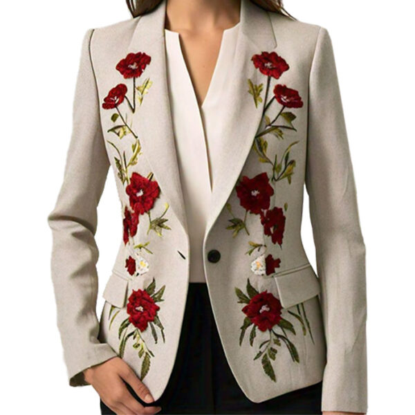 Elegant Floral Embroidered Blazer for Women's - Image 3