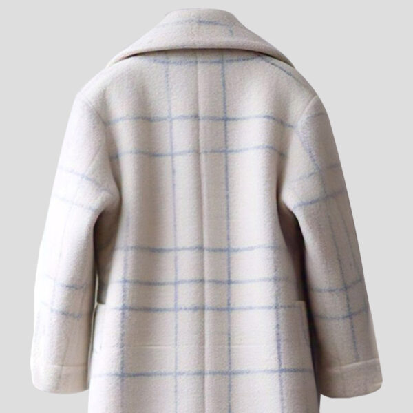 Women's Classic Beige Plaid Longline Coat  Timeless & Elegant Outerwear - Image 3