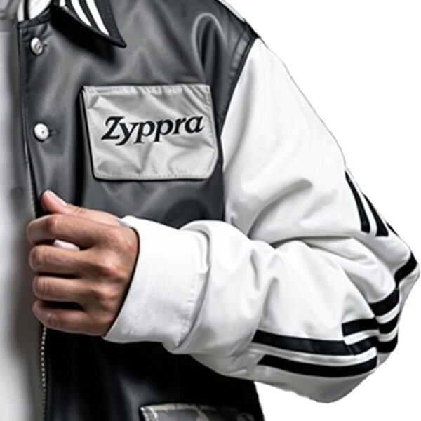 Men's Trendy Black and White Varsity Jacket with Camouflage Accents - Image 5