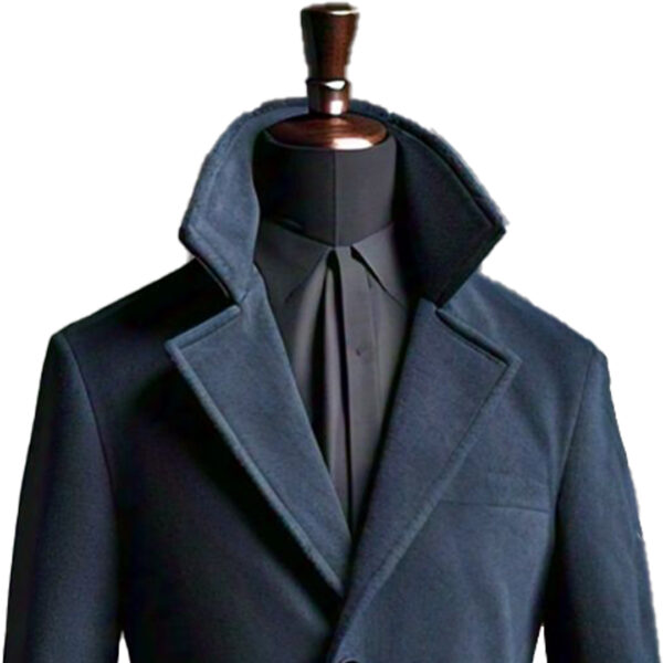 Women's Sophisticated Navy Blue Wool Overcoat - Image 2