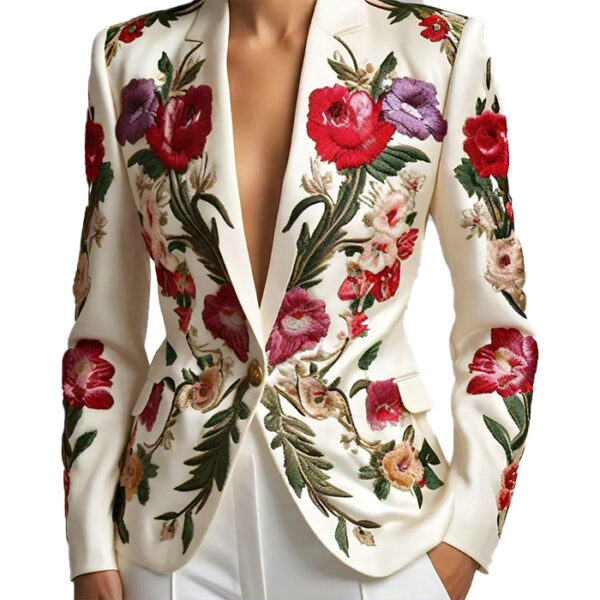 Women's Luxurious Multicolor Floral Embroidered Blazer