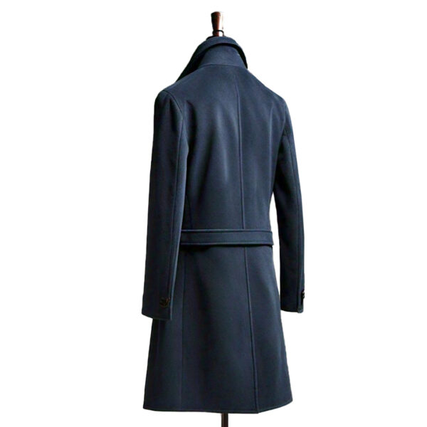 Women's Sophisticated Navy Blue Wool Overcoat - Image 4