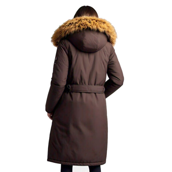 Women's Stylish Brown Winter Parka with Faux Fur Hood - Image 4