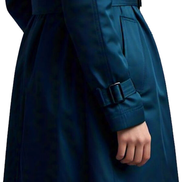 Women's Classic Teal Trench Coat with Belted Waist - Image 4