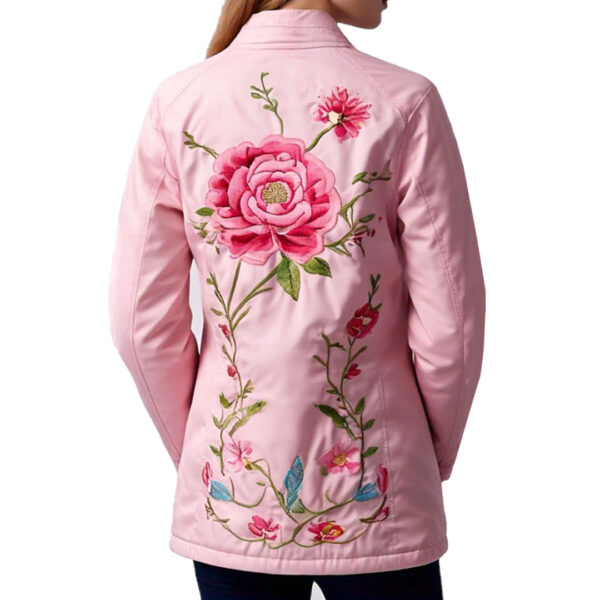 Women's Elegant Pink Jacket with Floral Embroidery - Image 4