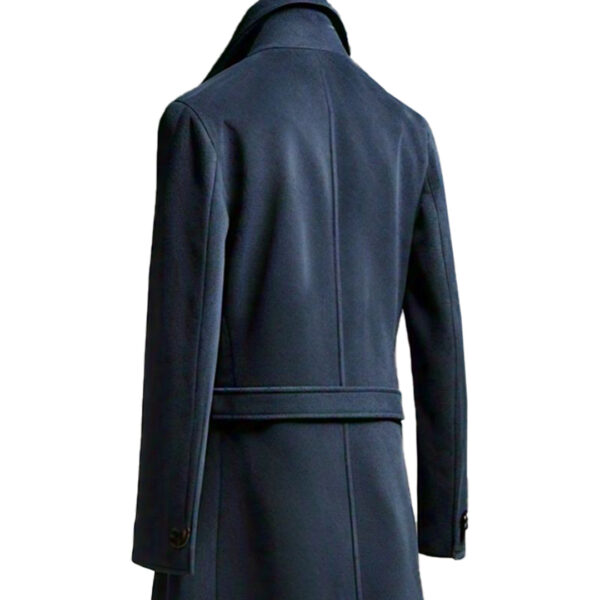 Women's Sophisticated Navy Blue Wool Overcoat - Image 3